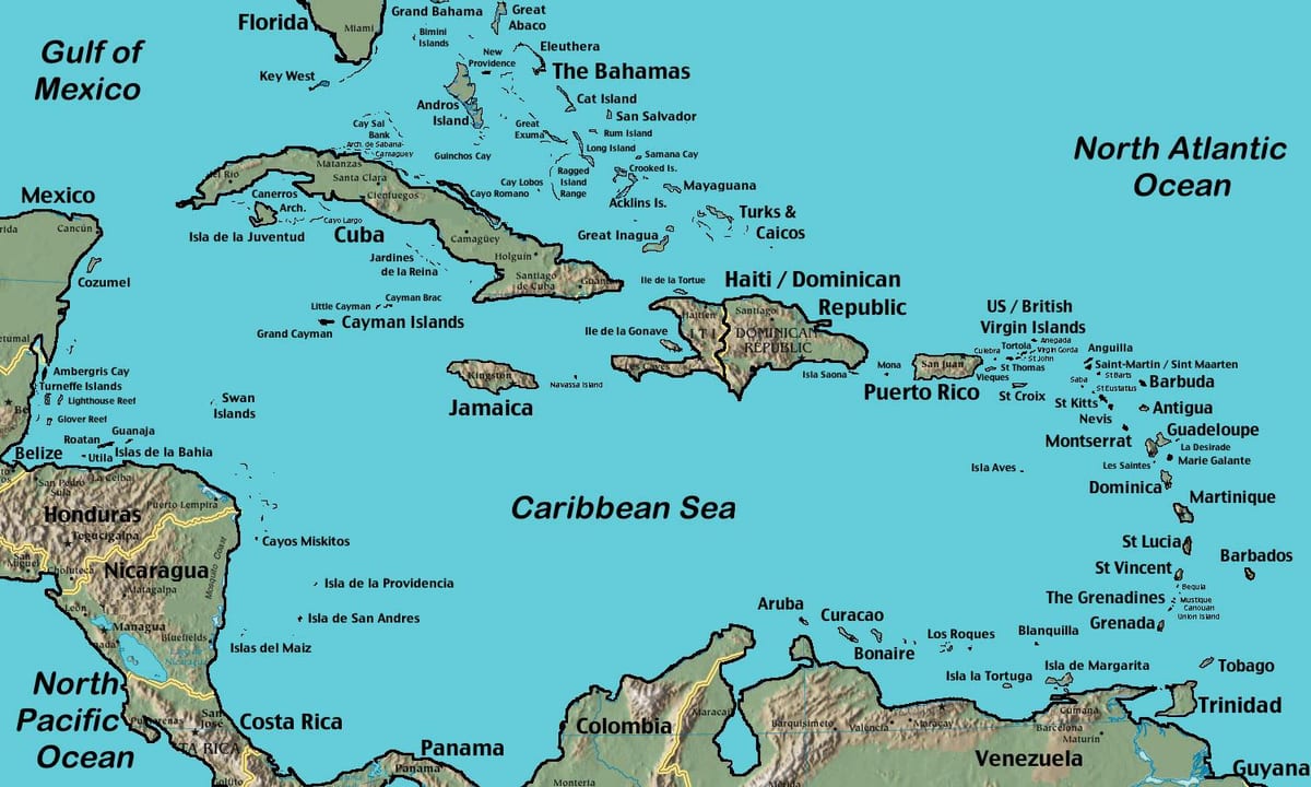 মানচিত্র, বেলিজ এর caribbean