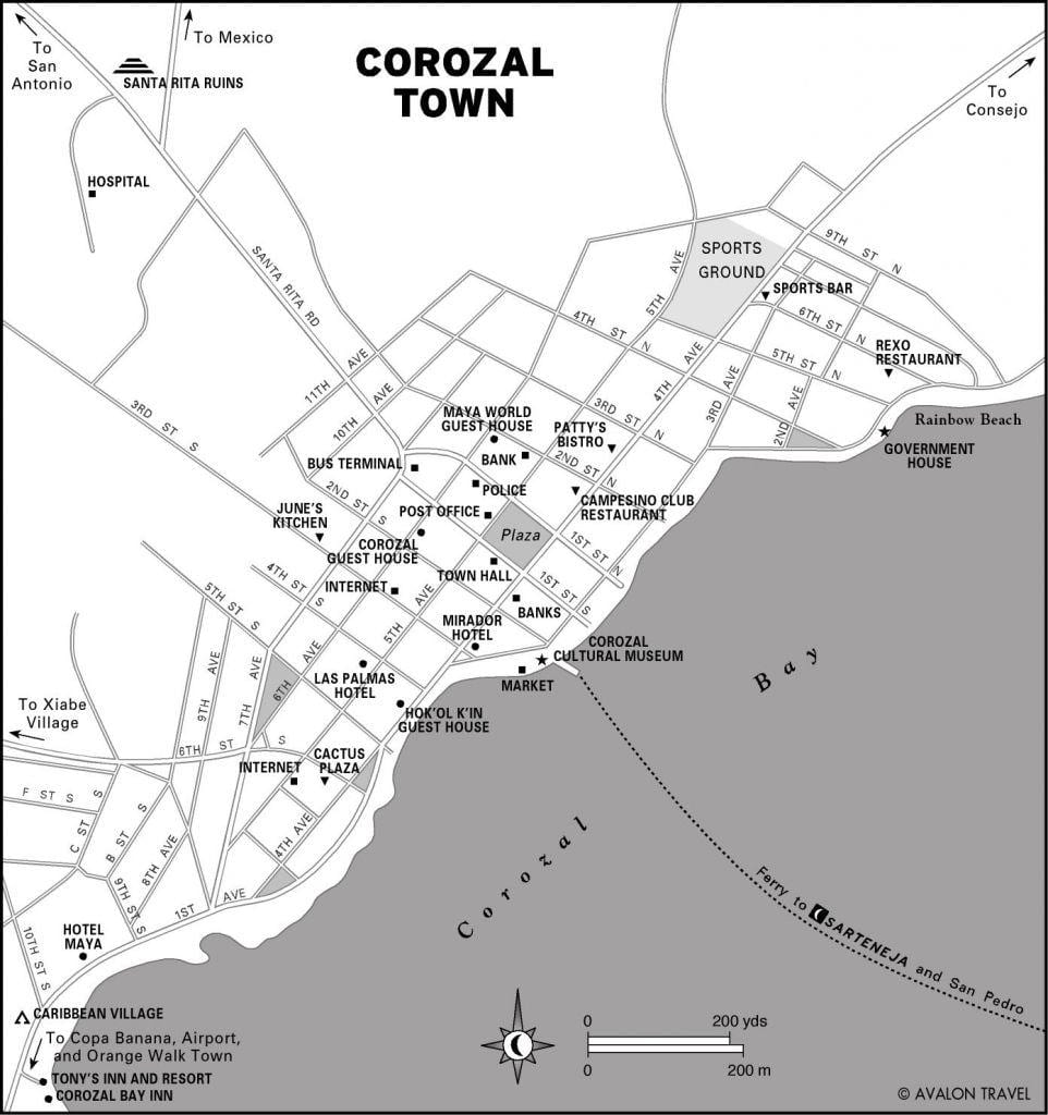 মানচিত্র এর corozal শহরে বেলিজ