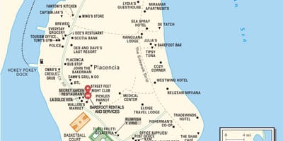 মানচিত্র এর placencia গ্রামে বেলিজ